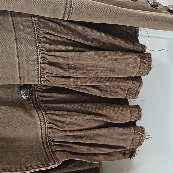 Free People Ruffle Hem Military Jacket- Olive Green -S - Picture 9 of 11